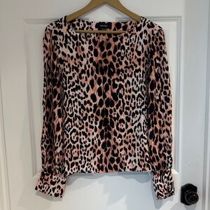 Karen Kane Pink and Black Animal Print Blouse